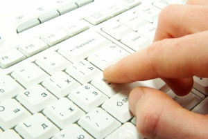 finger on keyboard